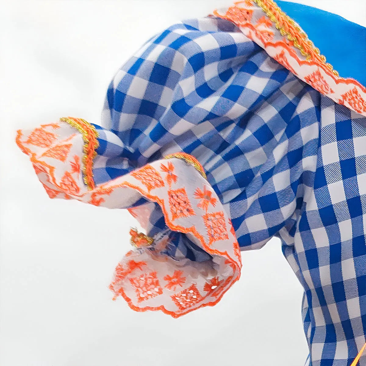 Vestido Festa Junina Infantil Xadrez Super Luxo Rodado Com Babados e Bolsa