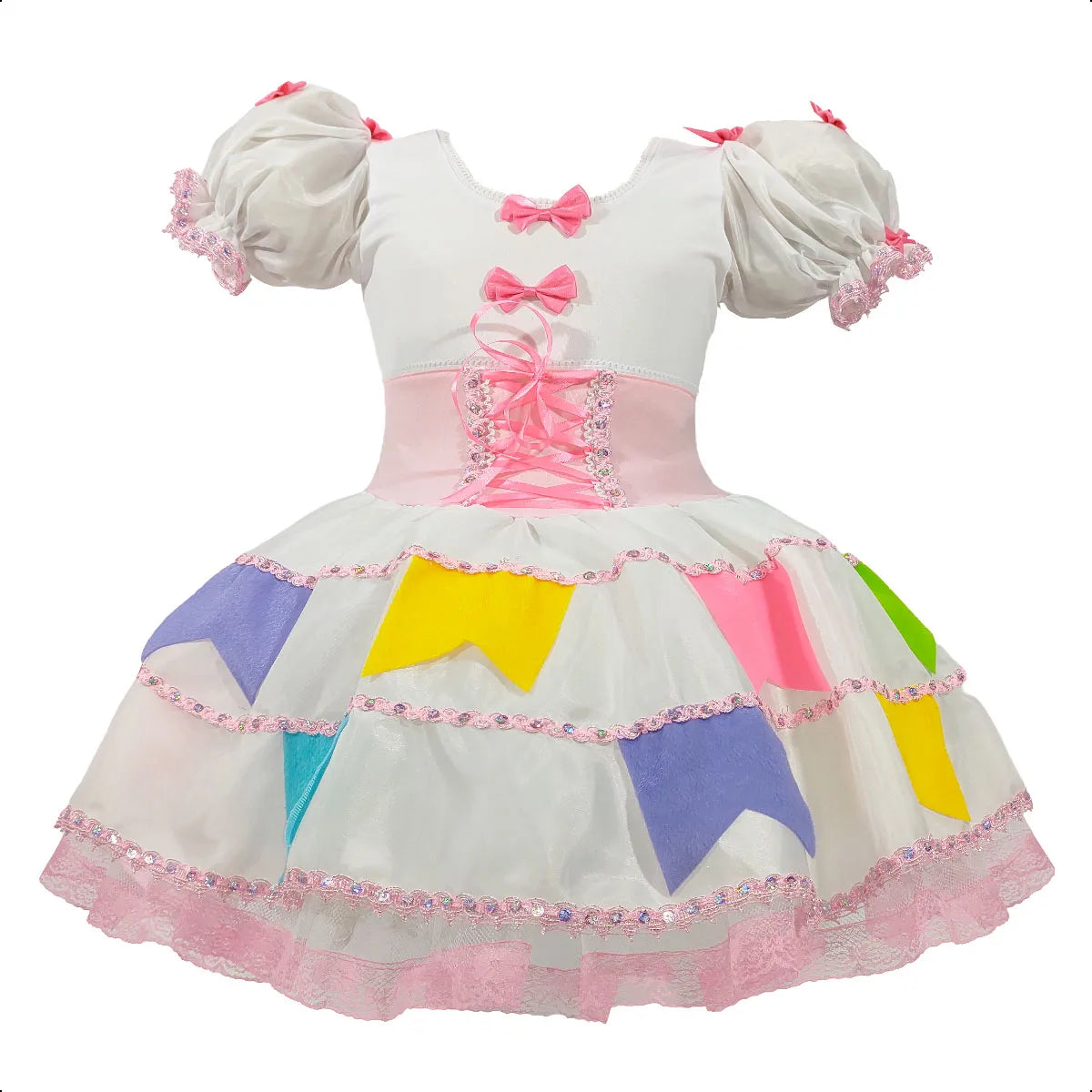 Vestido de Luxo Noiva para Festa Junina Plus Size com Tiara de Véu