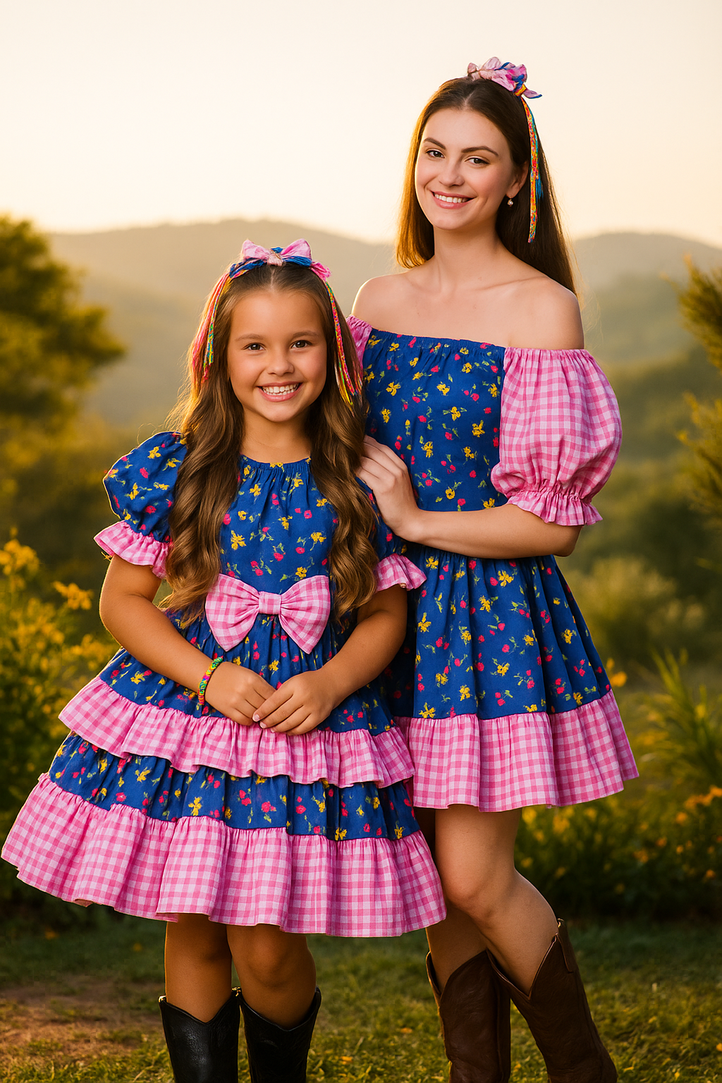 Conjunto Vestidos Juninos Mãe e Filha – Noite do Arraiá Infantil