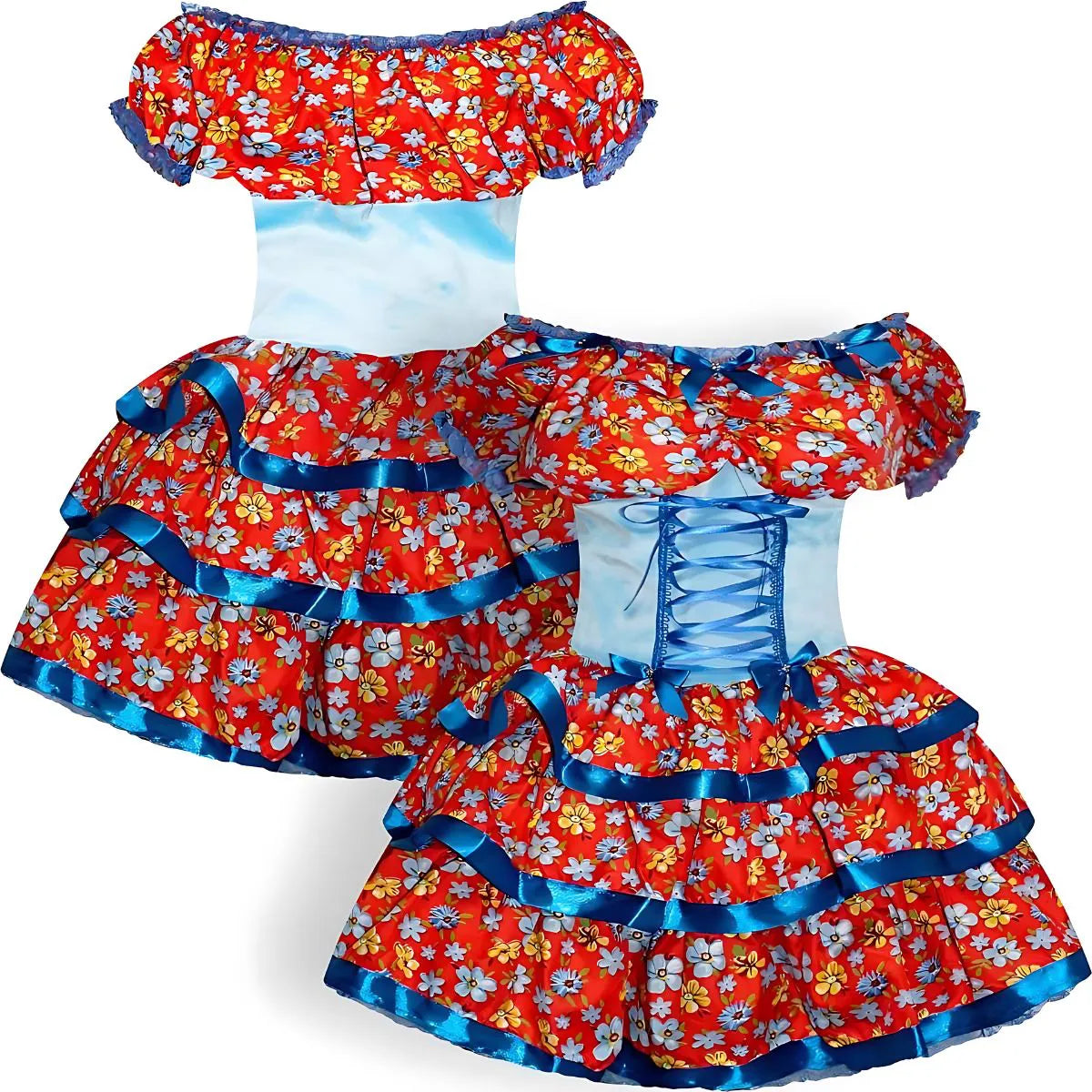 Vestido Festa Junina Feminino de Luxo Xadrez Rodado Com Corselet (Cópia)